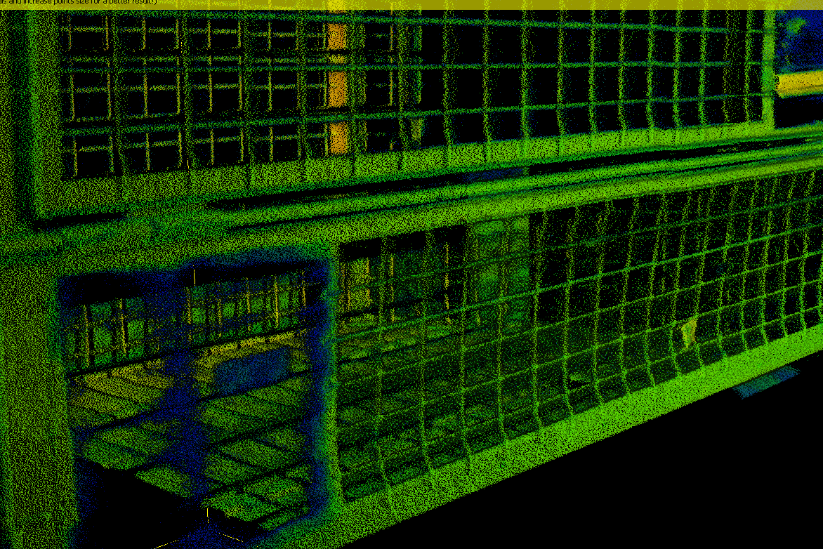 Beispiel einer Aufnahme, die bei einer 3D Gitterboxkontrolle erstellt wird.