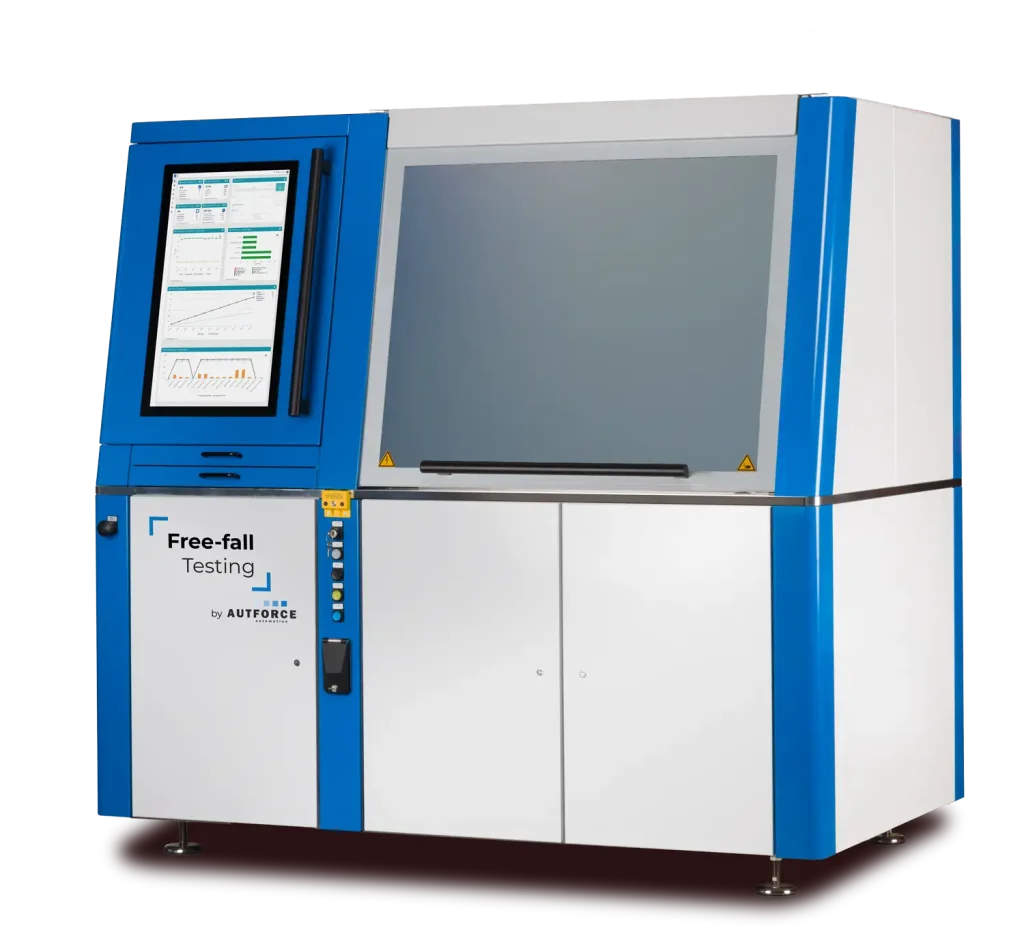 Standalone Freifall-Prüfanlage – vollautomatische 360°-Qualitätskontrolle ohne mechanischen Kontakt Standalone Freifall-Prüfanlage zur berührungslosen, vollautomatischen Qualitätsprüfung von Kleinteilen. von AUTFORCE